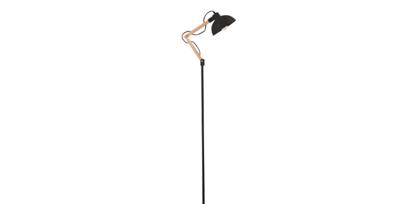 Black Metal & Natural Wood LED E27 1x12
