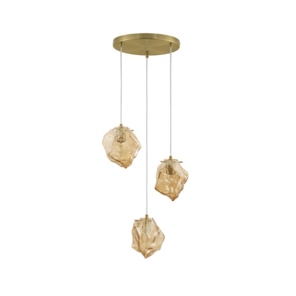 ODELLEAmber Glass Brass Gold Metal LED E