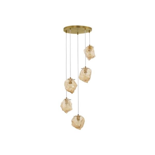 ODELLEAmber Glass Brass Gold Metal LED E