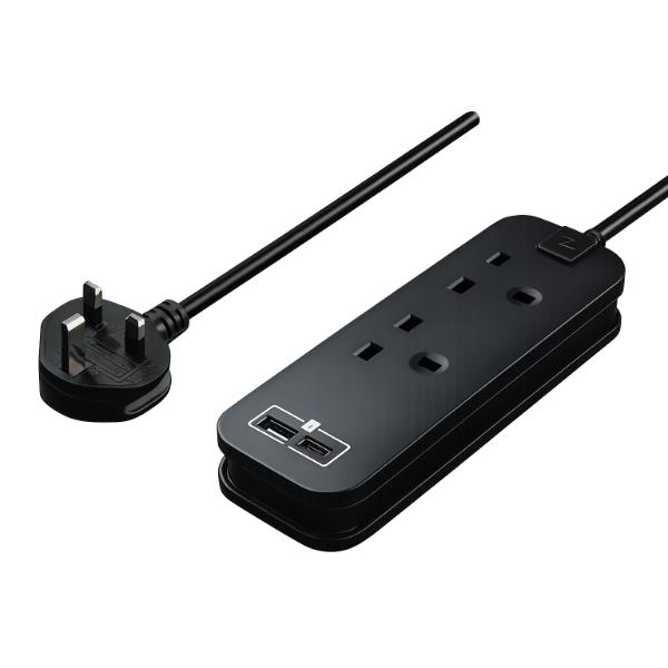 2 SKT 0.45M 13AMP  2X USB A+C (20W) BLK