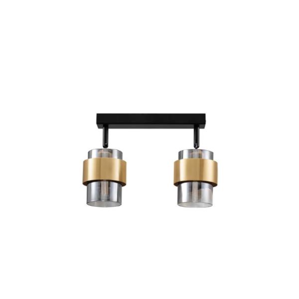 Smokey Glass  Sandy Black & Brass  Gold