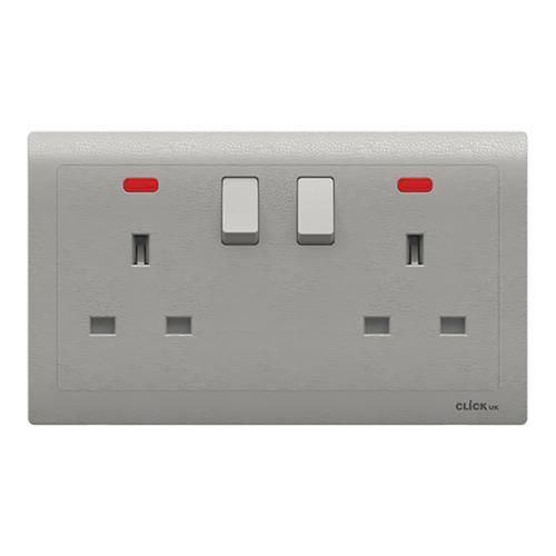 13A SWITCHED 2 GANG SOCKET WITH NEON SV