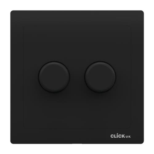 2 GANG CPC DIMMER PLATE WITH KNOBS BK