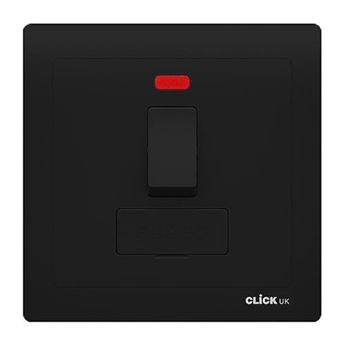 13A FUSED CONN DP SW+NEON MODE BK