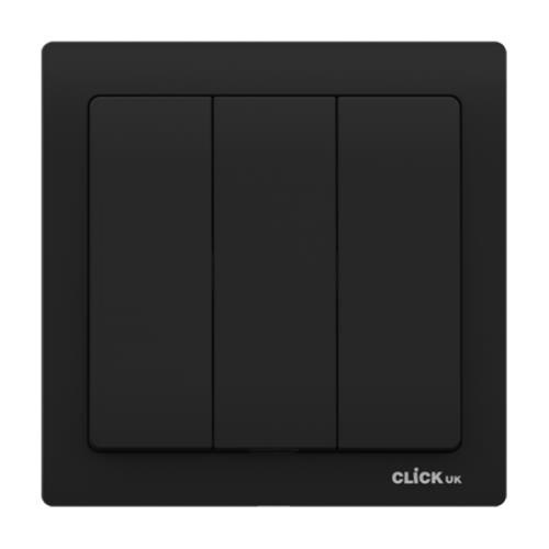 10AX SP 3 GANG 1 WAY SWITCH BK