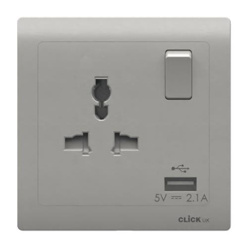 UNIVERSAL 13A 1G SW SKT 2.1A USB SV