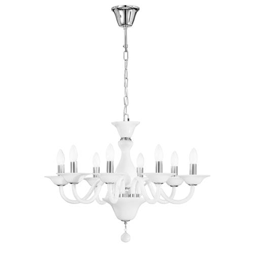 LAMPADARIO SOFFIO BIANCO/CROMO 8XE14 71X