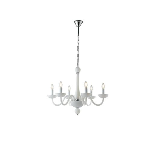 LAMPADARIO ALFIERE BIANCO/CROMO 6XE14 74