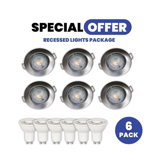 Set of 6 - Stainless Steel GU10 Fitting
