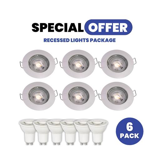 Set of 6 -  Sandy White  GU10 Fitting +