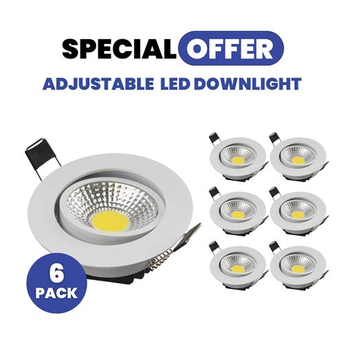 Set of 6 Adj. White LED Downlight 5W CCT