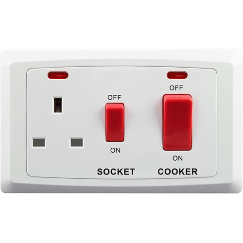 45A SWITCH+NEON+13A  SW/SOCKET+NEON