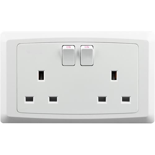 13A 2 GANG  SW/SOCKET SP