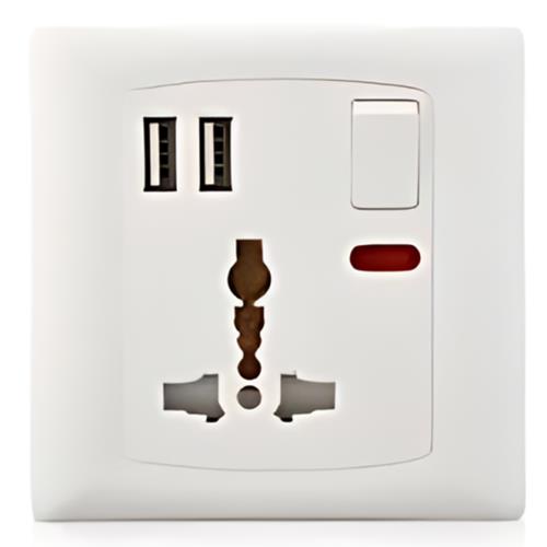 NEON 13A 1 GANG UNIVERSAL SOCKET 2*USB