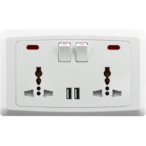 NEON 13A 2 GANG UNIVERSAL 2*USB SOCKET
