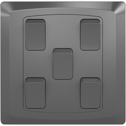 5 GANG 2 WAY PLATE SWITCH(3X3) DRK GRY