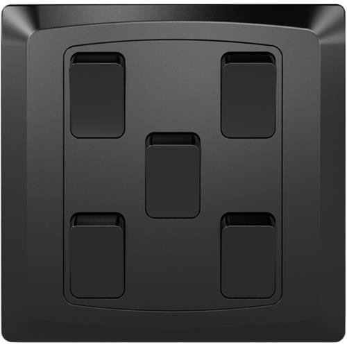 5 GANG 2 WAY PLATE SWITCH(3X3) MATT BLAC
