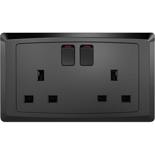 13A 2GANG SWITCHED SOCKET SP MATT BLACK