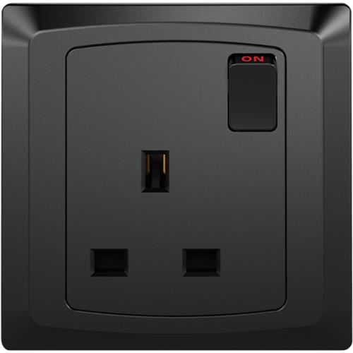 13A 1GANG SWITCHED SOCKET DP MATT BLACK