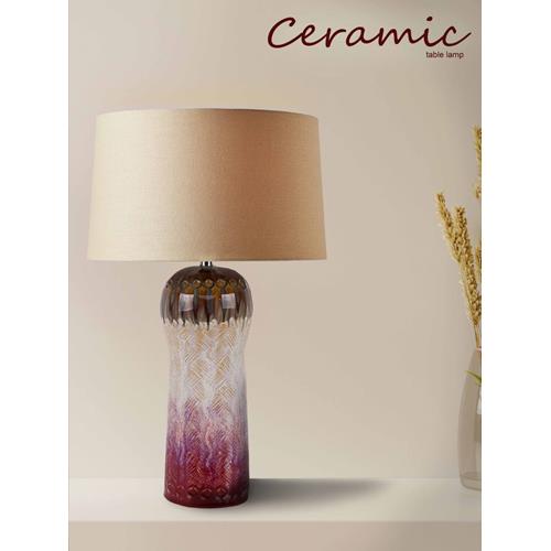 CERAMIC PINK/BRWN BASE SHADE WH TABLE