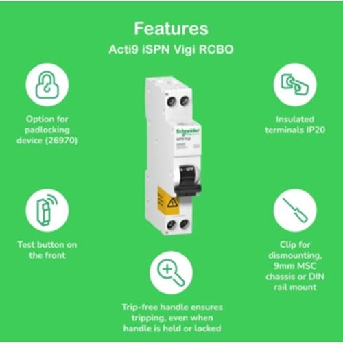 A COMPACT 1M RCBO 6A 30MA 6KA 2P iSPN