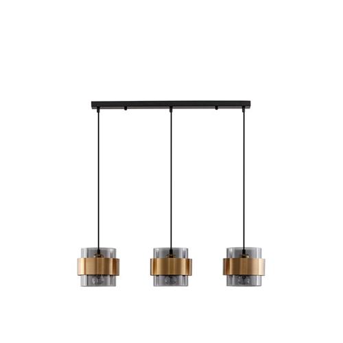 Smoky Glass Brass Gold Metal  LED E27 3x