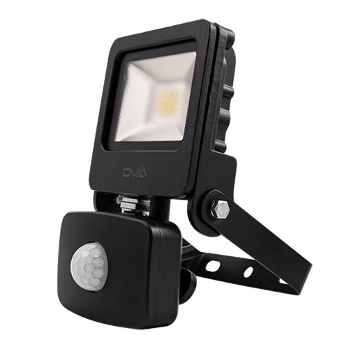10W LED Floodlight With PIR - Black