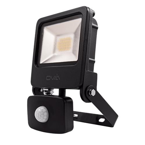 20W LED Floodlight With PIR - Black
