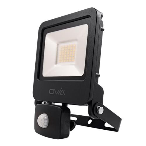 30W LED Floodlight With PIR - Black