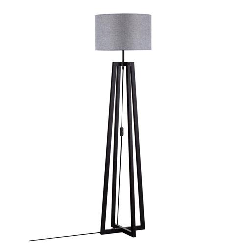Gray Linen Shade & Black Wood  LED E27 1