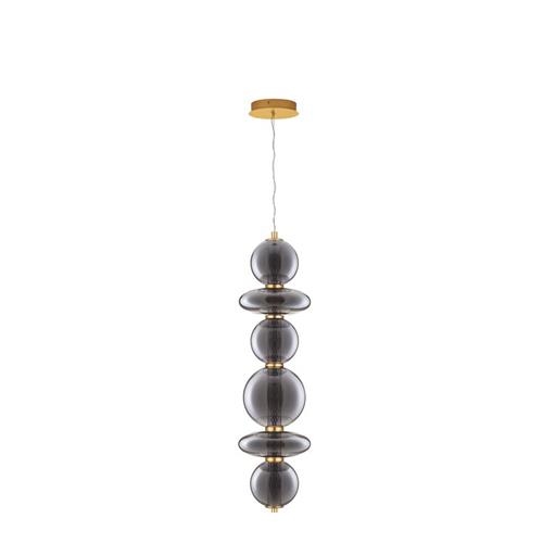 Brass Gold Metal & smoky gray glass  LED