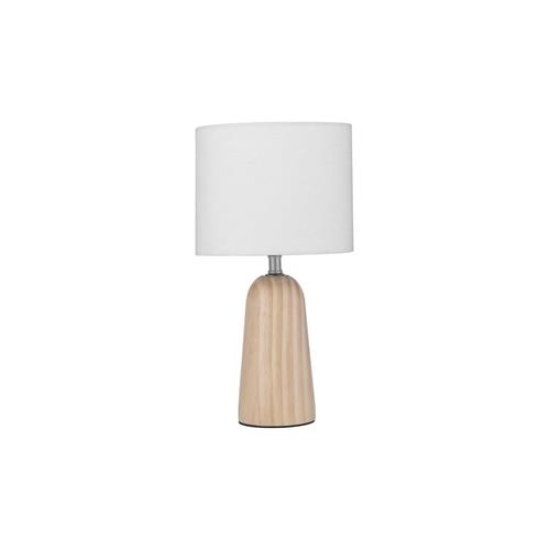 Linen Fabric Shade & Natural Wood  LED E
