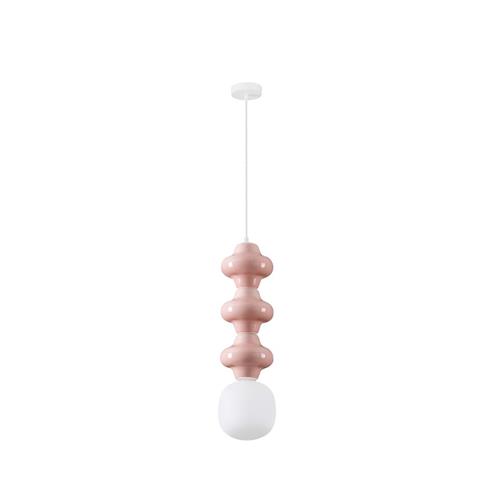 Pink Ceramic & Opal Glass Matt White Met
