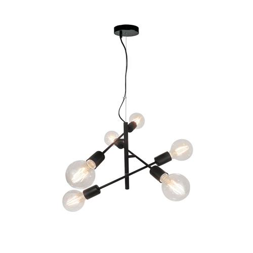 6/Lights Pendant Black Freestyle