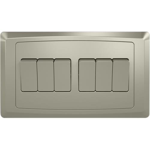 6G 2 WAY PLATE SWITCH(3X6) MATT CHAMPAGN