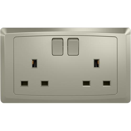 13A 2 GANG SW/SOCKET SP MATT CHAMPAGNE