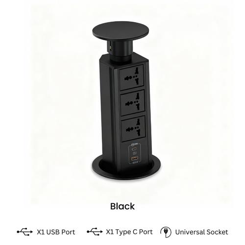 HAND POPUP SOCKET BLK 3XUNI 2XUSB PD20W