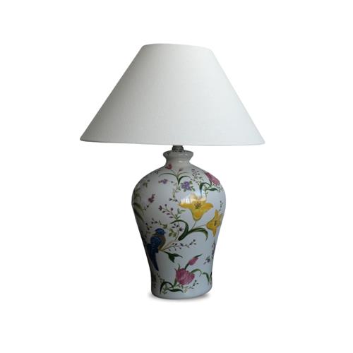 H 60CM PORCELAIN TABLE LAMP WHT/SHADE