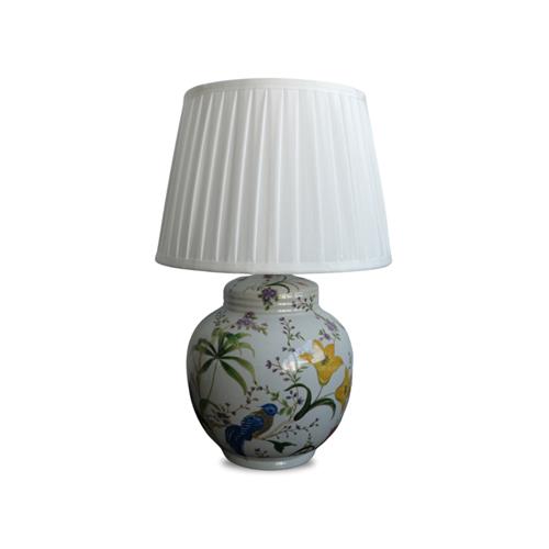 H 48CM PORCELAIN TABLE LAMP WHT/SHADE