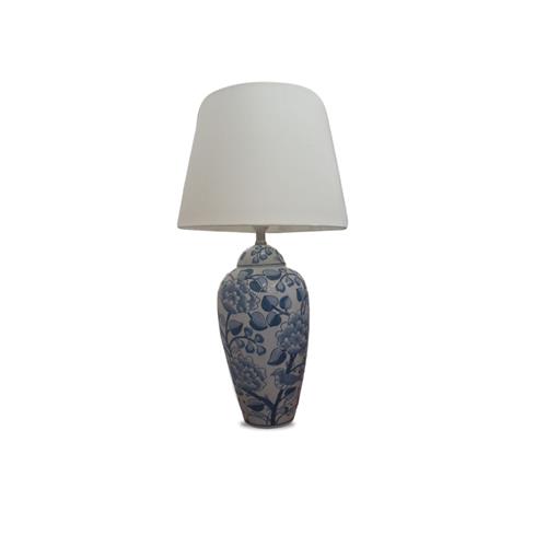 H 64CM PORCELAIN TABLE LAMP WHT/SHADE