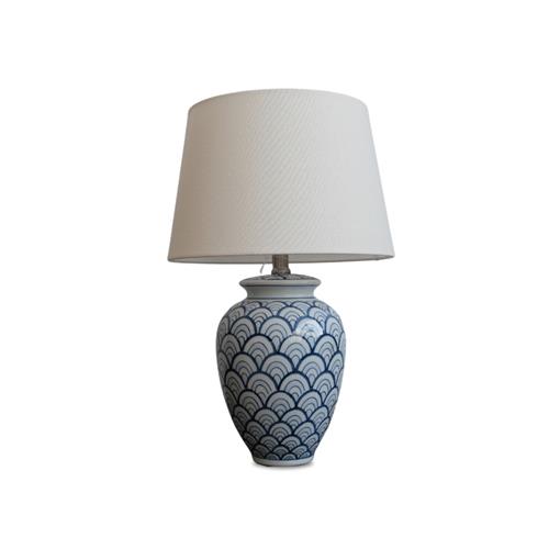 H 50CM PORCELAIN TABLE LAMP W/SHADE B/W