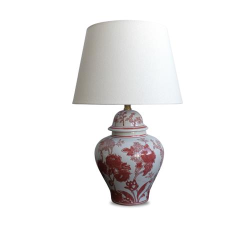 H 57CM PORCELAIN TABLE LAMP W/SHADE RED