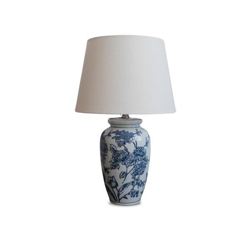H 53CM PORCELAIN TABLE LAMP W/SHADE B/W