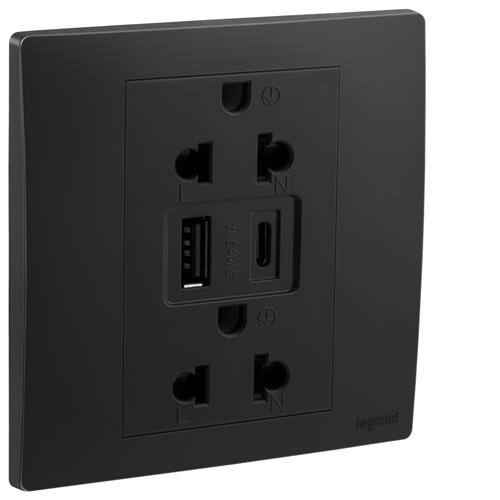 1G EURO-US 16A SOCKET+USB A+C
