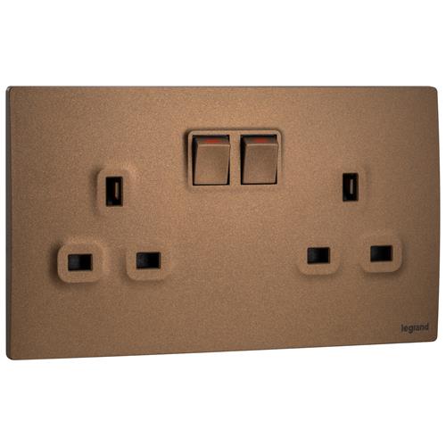 2G BS 13A SP SW SOCKET W/ 2 E