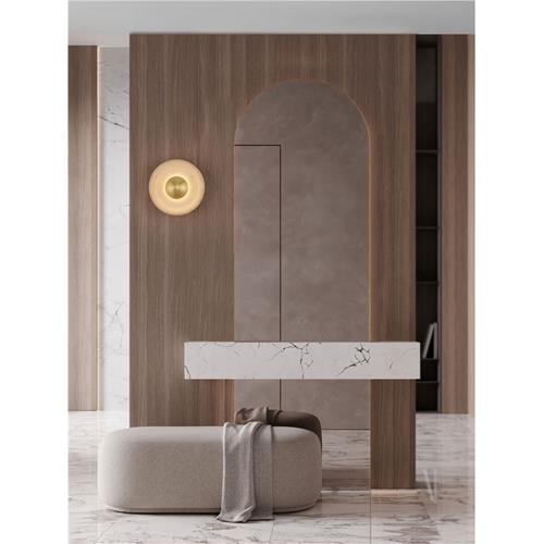 Natural Travertine  Brass Gold Metal LED