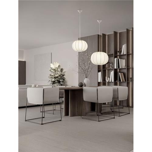 White Fabric Sandy White Steel Base & Fa