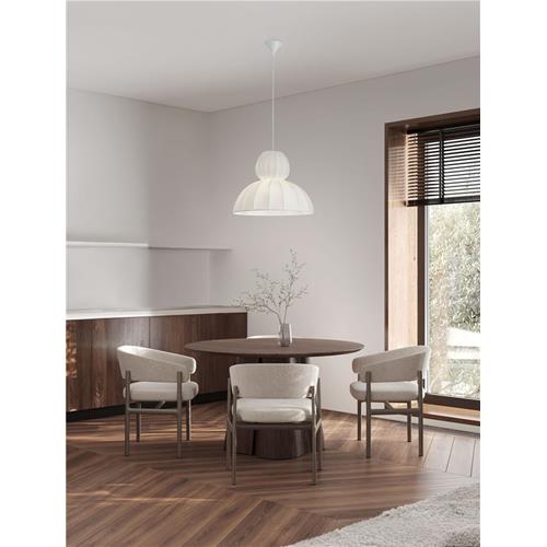 White Fabric Sandy White Steel Base & Fa