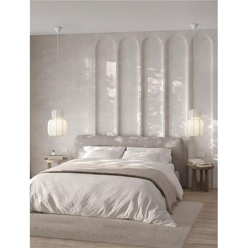 White Fabric Sandy White Steel Base & Fa