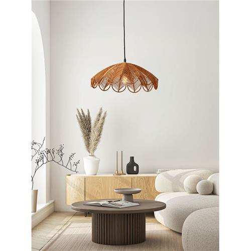 Honey Rattan  Black Steel Base & Fabric